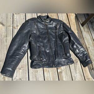 Screamin’ Eagle Men’s Black Leather Motorcycle Riding Jacket Size Small